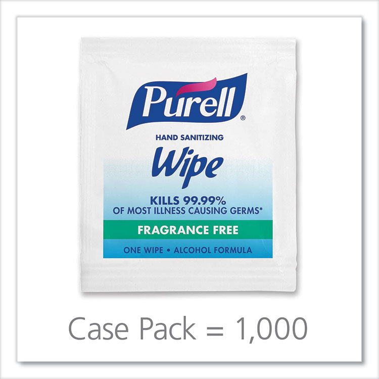 PURELL® Premoistened Sanitizing Hand Wipes, Individually Wrapped, 5 x 7, Unscented, White, 1,000/Carton (GOJ90211M)