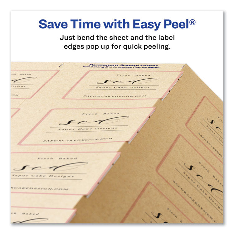 Avery® Square Print-to-the-Edge Labels, Inkjet/Laser Printers, 2 x 2, Kraft Brown, 12/Sheet, 25 Sheets/Pack (AVE22846)