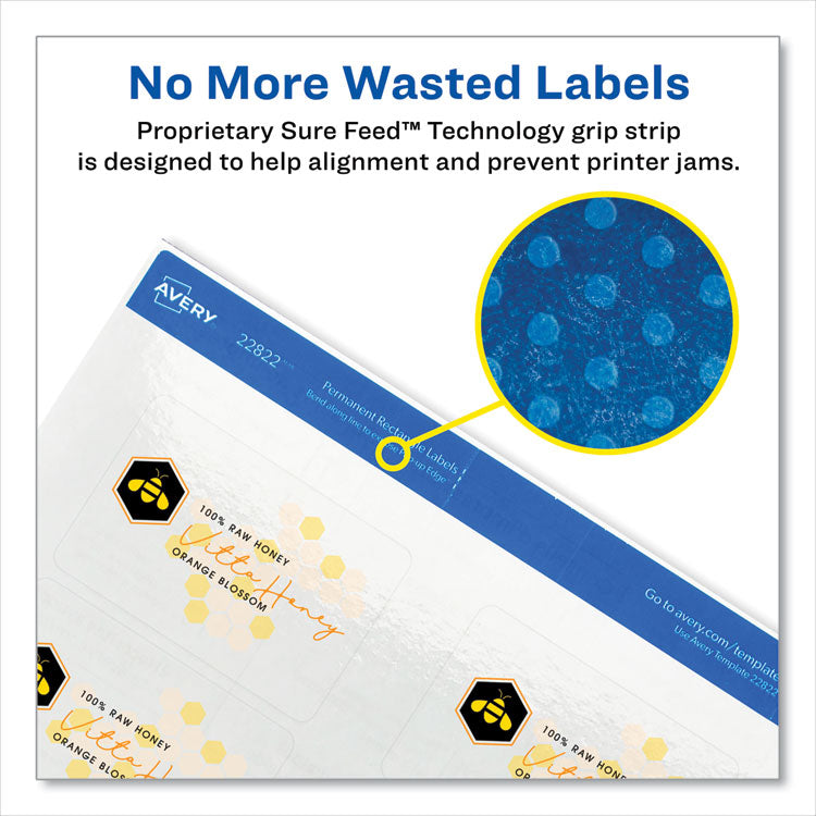 Avery® Print-to-the-Edge Labels with Sure Feed and Easy Peel, 2 x 3, Glossy Clear, 80/Pack (AVE22822)