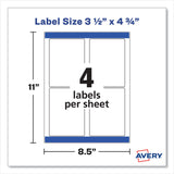 Avery® Removable Print-to-the-Edge White Labels w/ Sure Feed, 3.5 x 4.75, 32/Pack (AVE22827)