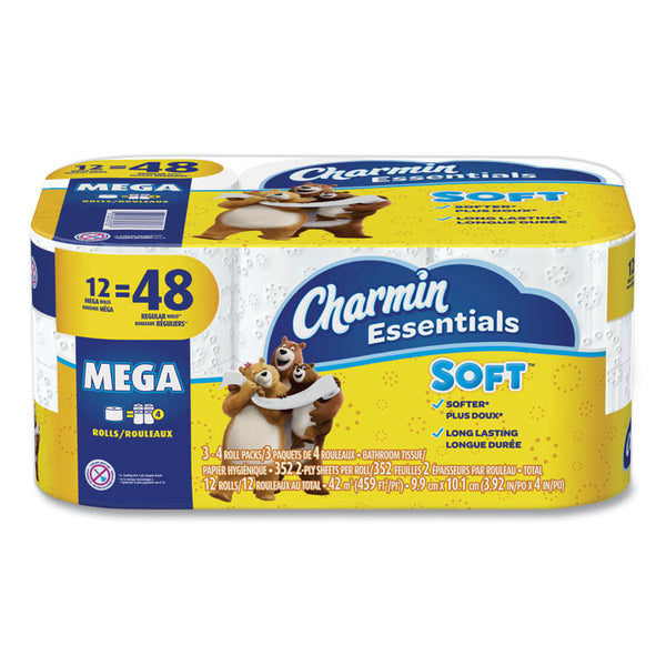 Charmin® Essentials Soft Bathroom Tissue, Septic Safe, 2-Ply, White, 352 Sheets/Roll, 12/Pack (PGC03159)