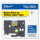 Brother P-Touch® TZe Extra-Strength Adhesive Laminated Labeling Tape, 0.47" x 26.2 ft, Black on Yellow (BRTTZES631)