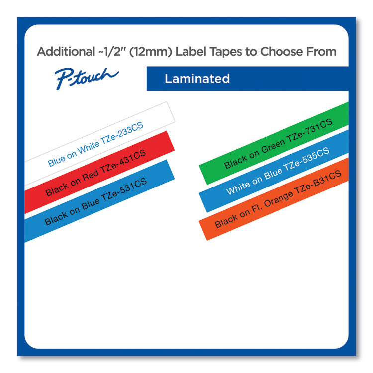 Brother P-Touch® TZe Laminated Removable Label Tapes, 0.47" x 26.2 ft, Blue on White (BRTTZE233CS) Each