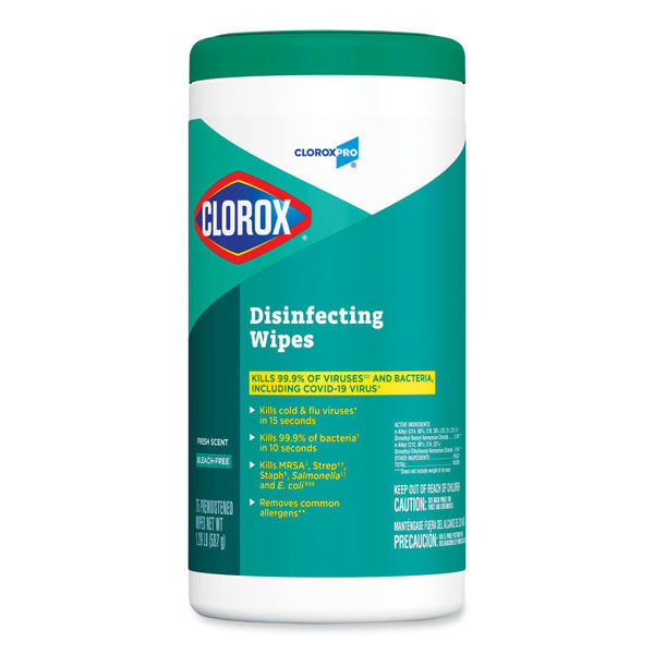 Clorox® Disinfecting Wipes, 1-Ply, Fresh Scent, 7 x 8, White, 75/Canister, 6 Canisters/Carton (CLO15949CT)