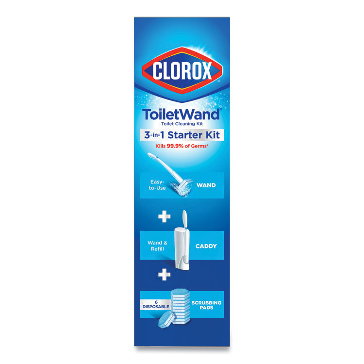 Clorox® ToiletWand Disposable Toilet Cleaning System: Handle, Caddy and Refills, White, 6/Carton (CLO03191CT)