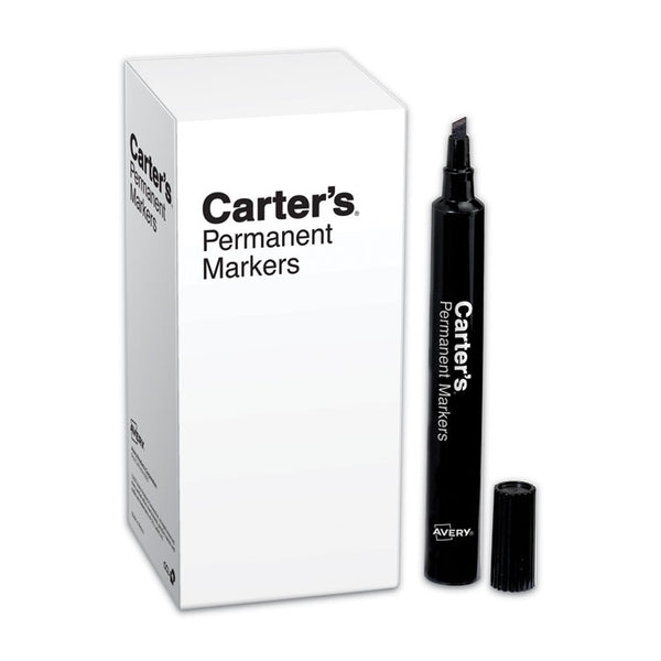 Carter's™ Large Desk Style Permanent Marker, Broad Chisel Tip, Black, Dozen (AVE27178)