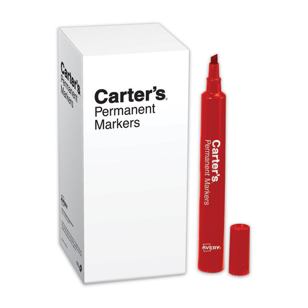 Carter's™ Large Desk Style Permanent Marker, Broad Chisel Tip, Red (AVE27177)