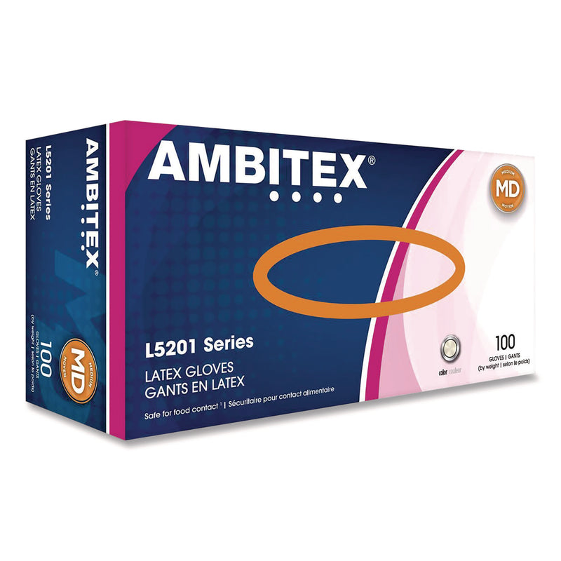 AMBITEX® L5201 Series Powder-Free Latex Gloves, 4 mil, Medium, Cream, 100/Box (TXILMD5201) Box of 100