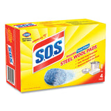 S.O.S.® Steel Wool Soap Pad, Steel, 4/Box, 24 Boxes/Carton (CLO98041) 24 Packs of 4