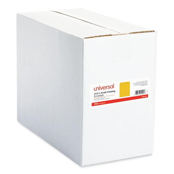 Universal® Catalog Envelope, #13 1/2, Square Flap, Gummed Closure, 10 x 13, Brown Kraft, 250/Box (UNV44105)