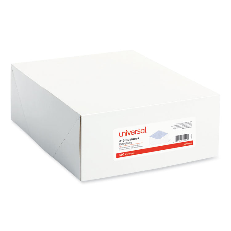 Universal® Open-Side Security Tint Business Envelope, #10, Monarch Flap, Gummed Closure, 4.13 x 9.5, White, 500/Box (UNV35202) Box of 500