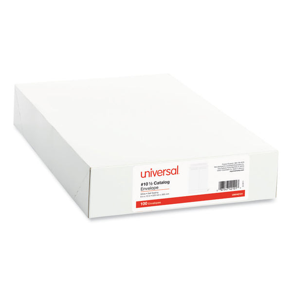 Universal® Self-Stick Open End Catalog Envelope, #10 1/2, Square Flap, Self-Adhesive Closure, 9 x 12, White, 100/Box (UNV42101)