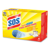 S.O.S.® Steel Wool Soap Pad, Steel, 4/Box, 24 Boxes/Carton (CLO98041) 24 Packs of 4