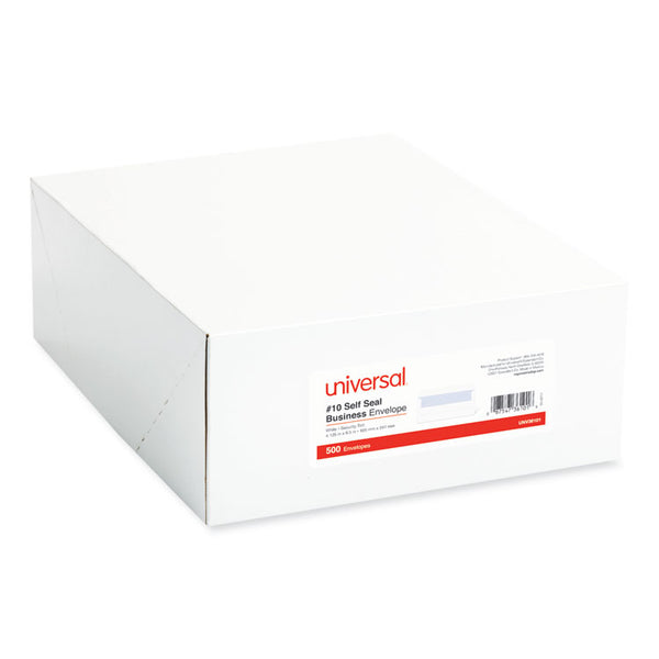 Universal® Self-Seal Security Tint Business Envelope, #10, Square Flap, Self-Adhesive Closure, 4.13 x 9.5, White, 500/Box (UNV36101)