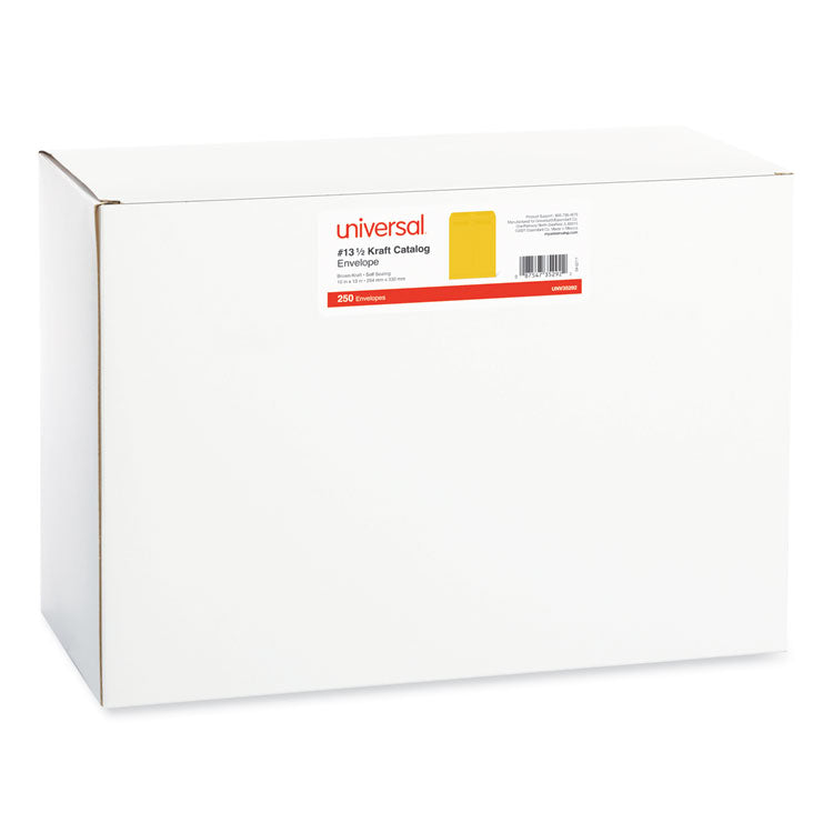 Universal® Self-Stick Open End Catalog Envelope, #13 1/2, Square Flap, Self-Adhesive Closure, 10 x 13, Brown Kraft, 250/Box (UNV35292) Case of 250