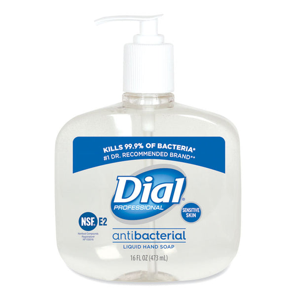 Dial® Professional Antibacterial Liquid Hand Soap for Sensitive Skin, Floral, 16 oz Pump, 12/Carton (DIA80784)