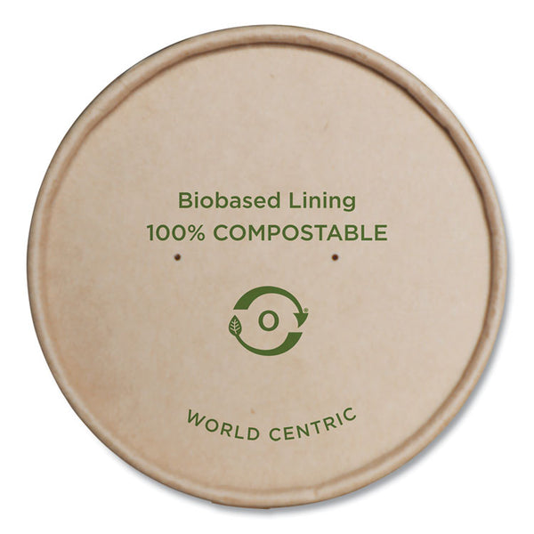 World Centric® Paper Lids for Bowls, 4.6" Diameter, Kraft, 500/Carton (WORBOLPA12K) Case of 500