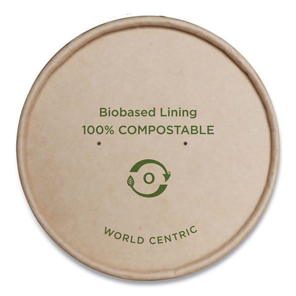 World Centric® Paper Lids for Bowls, 3.6" Diameter, Kraft, 500/Carton (WORBOLPA8K) Case of 500