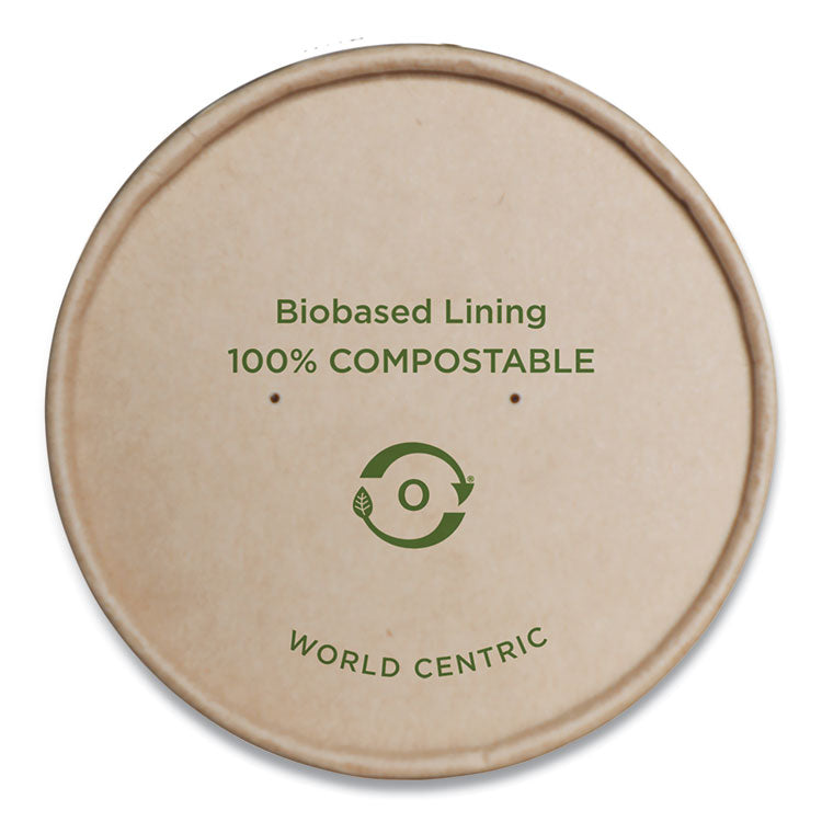 World Centric® Paper Lids for Bowls, 3.6" Diameter, Kraft, 500/Carton (WORBOLPA8K) Case of 500
