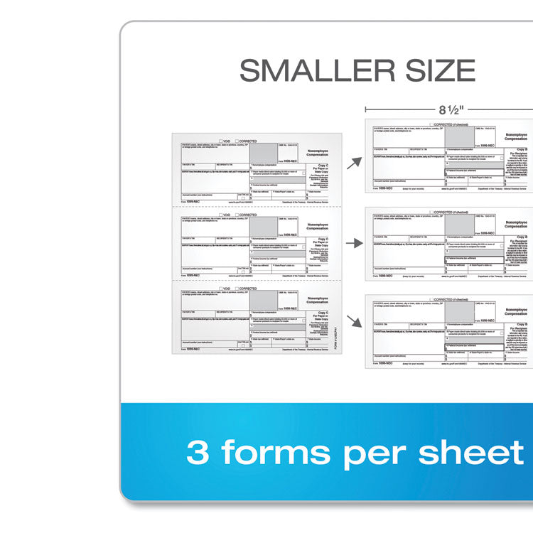 TOPS™ Five-Part 1099-NEC Online Tax Kit, Fiscal Year: 2022, Five-Part Carbonless, 8.5 x 3.5, 3 Forms/Sheet, 24 Forms Total (TOP22905KITNEC) Pack Of 24