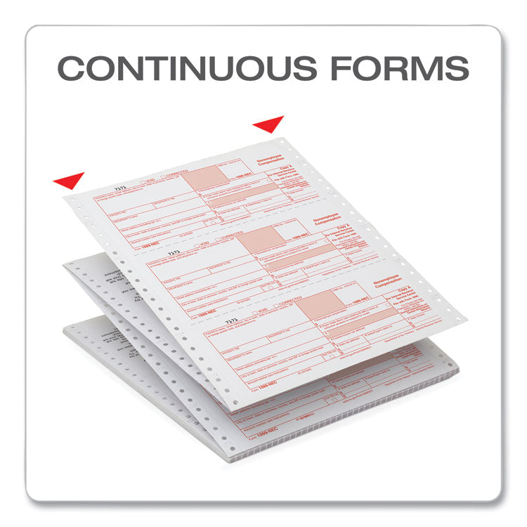 TOPS™ Four-Part 1099-NEC Continuous Tax Forms, Four-Part Carbonless, 8.5 x 5.5, 2 Forms/Sheet, 24 Forms Total (TOP2299NEC) Case Of 360