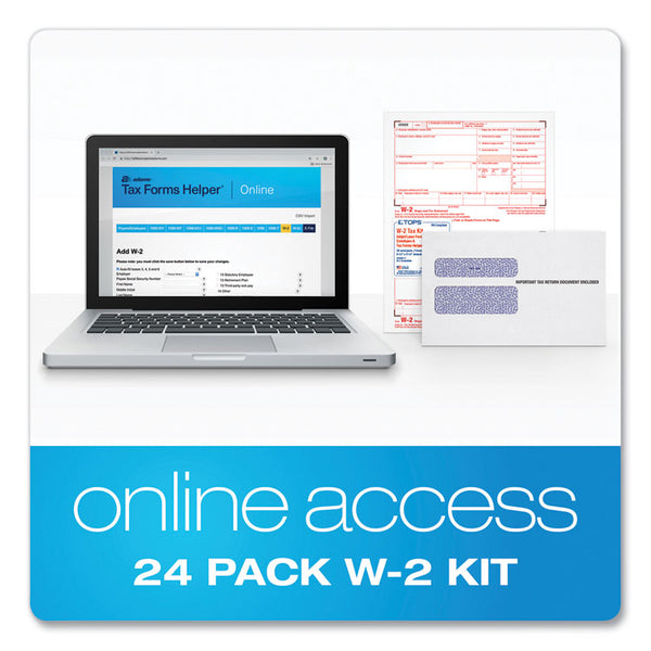 TOPS™ W-2 Tax Forms Kit, Fiscal Year: 2022, Six-Part Carbonless, 8.5 x 5.5, 2 Forms/Sheet, 24 Forms Total (TOP22904KIT) Pack of 24