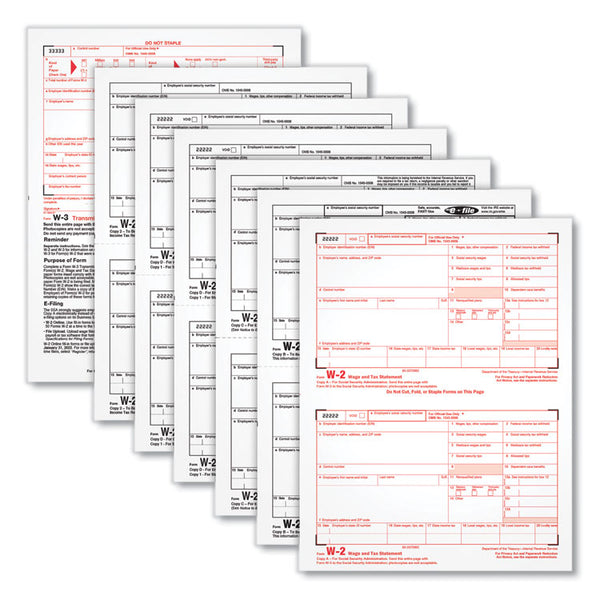TOPS™ W-2 Tax Form for Inkjet/Laser Printers, Fiscal Year: 2022, Six-Part Carbonless, 8.5 x 5.5, 2 Forms/Sheet, 50 Forms Total (TOP22991) Pack of 50