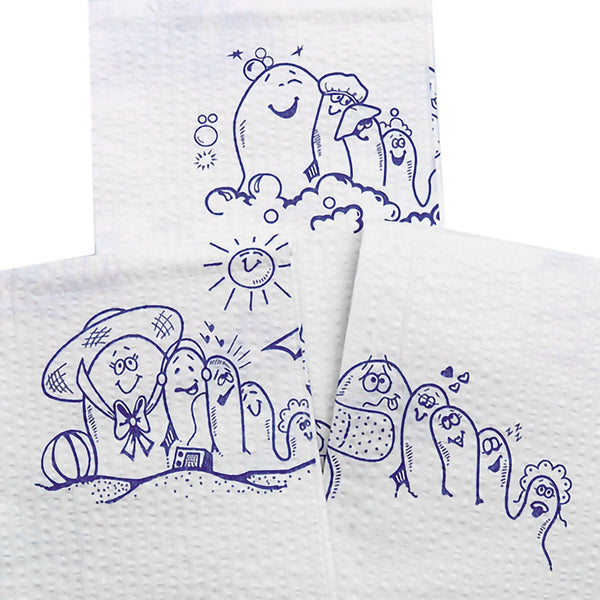 McKesson Procedure Towel 13 W X 18 L Inch White / Blue Cartoon Toes NonSterile (1069097_CS) 500/CS