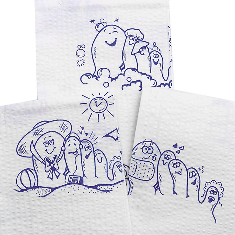 McKesson Procedure Towel 13 W X 18 L Inch White / Blue Cartoon Toes NonSterile (1069097_CS) 500/CS