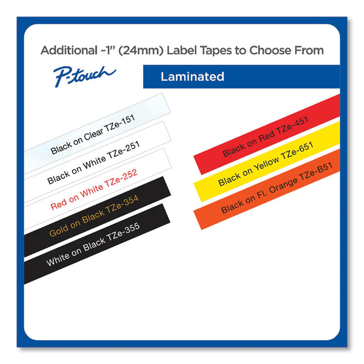 Brother P-Touch® TZ Standard Adhesive Laminated Labeling Tape, 1" x 16.4 ft, Black on Fluorescent Orange (BRTTZEB51)
