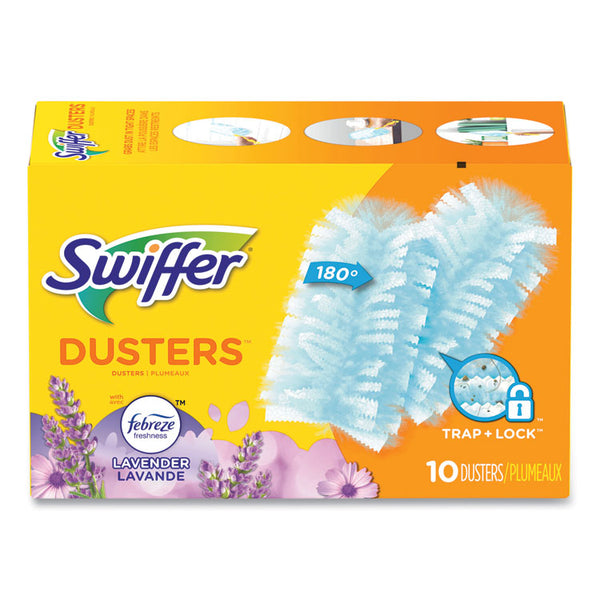Swiffer® Refill Dusters, Dust Lock Fiber, Light Blue, Lavender Vanilla Scent, 10/Box (PGC21461BX)