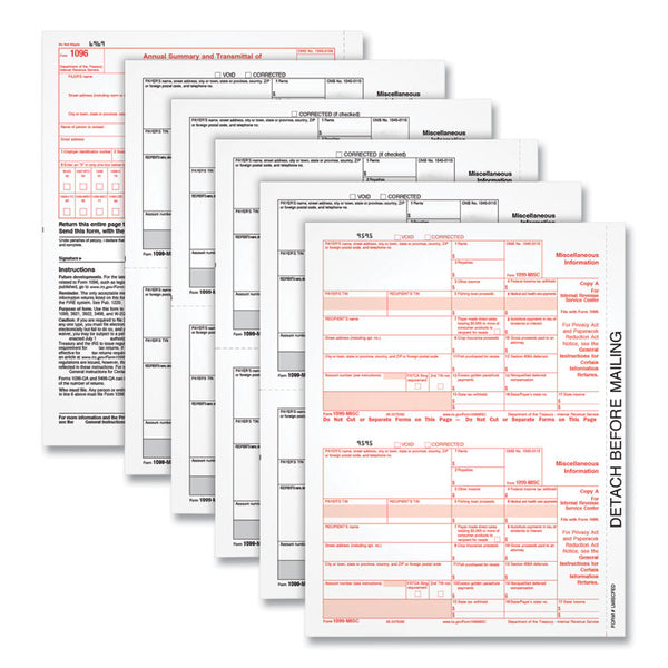 TOPS™ Five-Part 1099-MISC Tax Forms, Five-Part Carbonless, 8.5 x 5.5, 2 Forms/Sheet, 50 Forms Total (TOP22993MISC) Pack of 50