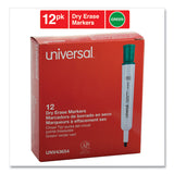 Universal™ Dry Erase Marker, Broad Chisel Tip, Green, Dozen (UNV43654)