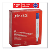 Universal™ Dry Erase Marker, Broad Chisel Tip, Blue, Dozen (UNV43653)