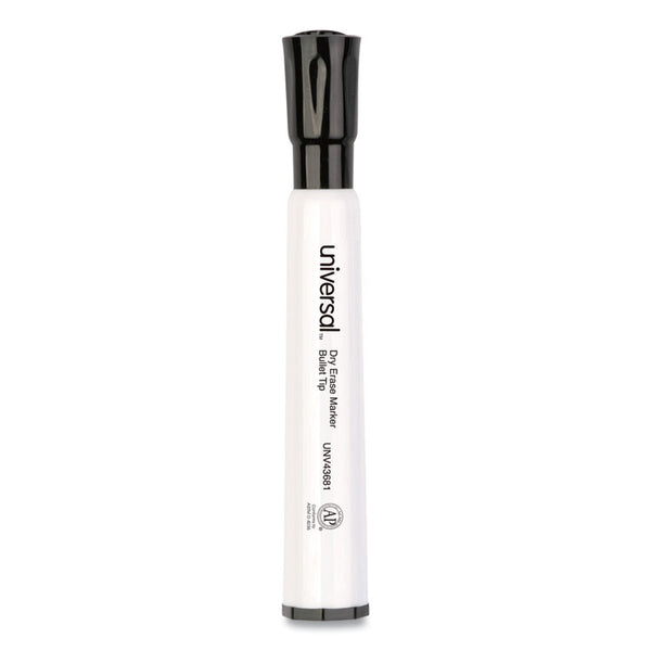 Universal™ Dry Erase Marker, Medium Bullet Tip, Black, Dozen (UNV43681)