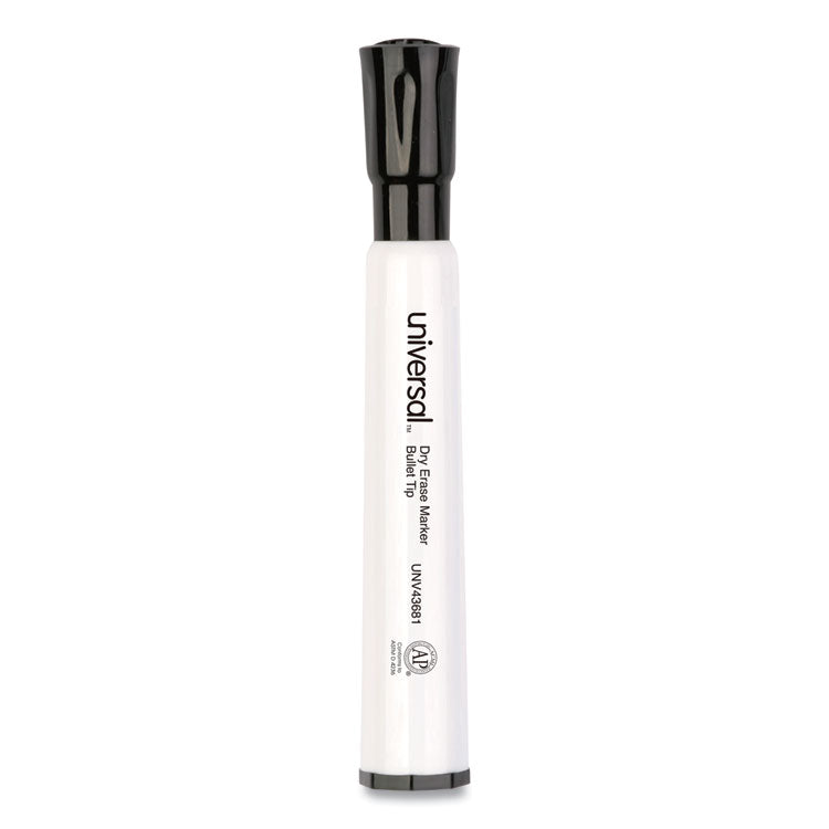 Universal™ Dry Erase Marker, Medium Bullet Tip, Black, Dozen (UNV43681) Case of 12