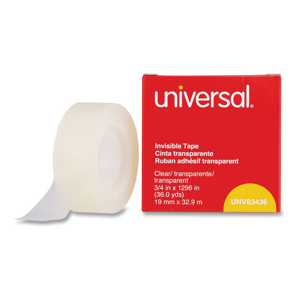 Universal® Invisible Tape, 1" Core, 0.75" x 36 yds, Clear (UNV83436)