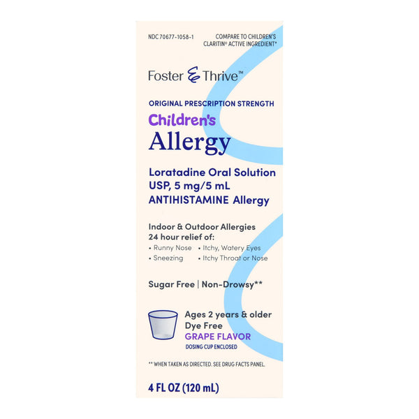 Foster & Thrive™ Children's Allergy Relief 5 mg / 5 mL Strength Syrup 4 oz. (1238938_EA) 1/EA