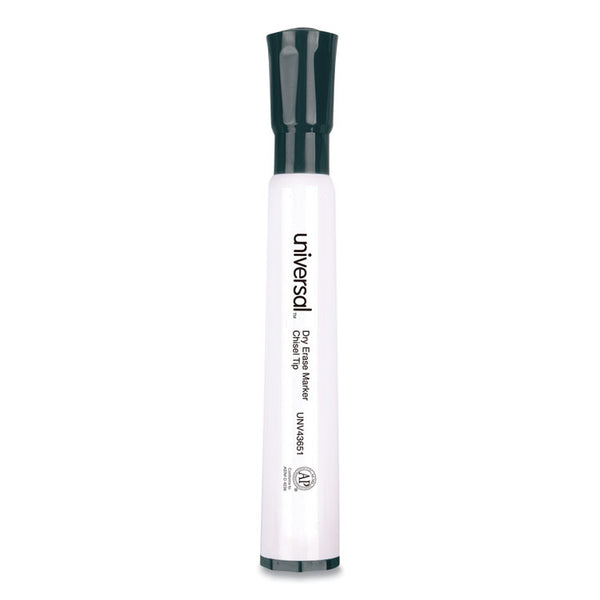 Universal™ Dry Erase Marker, Broad Chisel Tip, Black, Dozen (UNV43651)