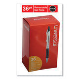 Universal™ Comfort Grip Gel Pen, Retractable, Medium 0.7 mm, Black Ink, Clear/Black Barrel, 36/Pack (UNV39910)