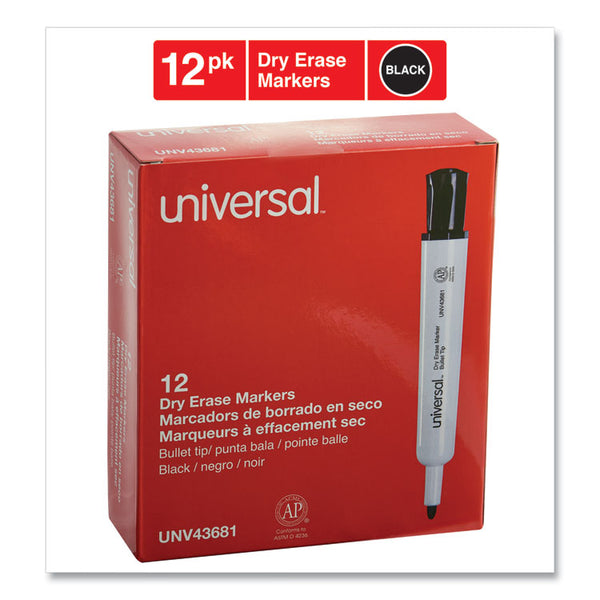 Universal™ Dry Erase Marker, Medium Bullet Tip, Black, Dozen (UNV43681)