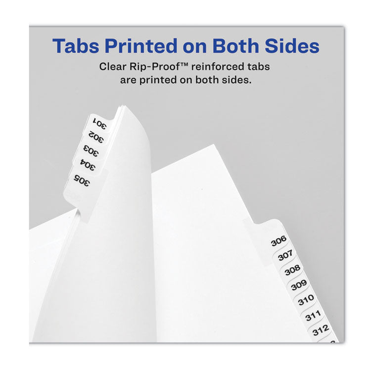 Avery® Preprinted Legal Exhibit Side Tab Index Dividers, Avery Style, 25-Tab, 176 to 200, 11 x 8.5, White, 1 Set, (1337) (AVE01337)