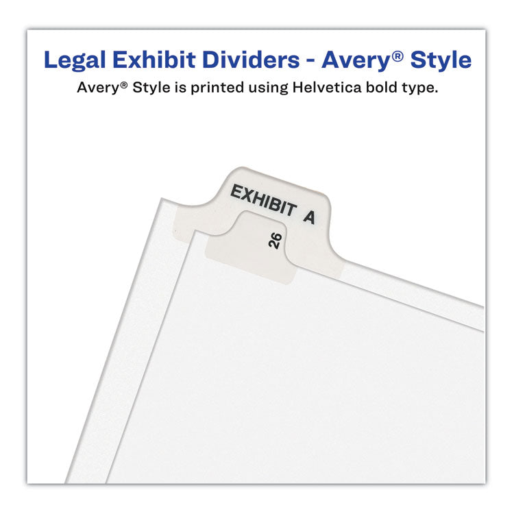 Avery® Preprinted Legal Exhibit Side Tab Index Dividers, Avery Style, 25-Tab, 376 to 400, 11 x 8.5, White, 1 Set, (1345) (AVE01345)