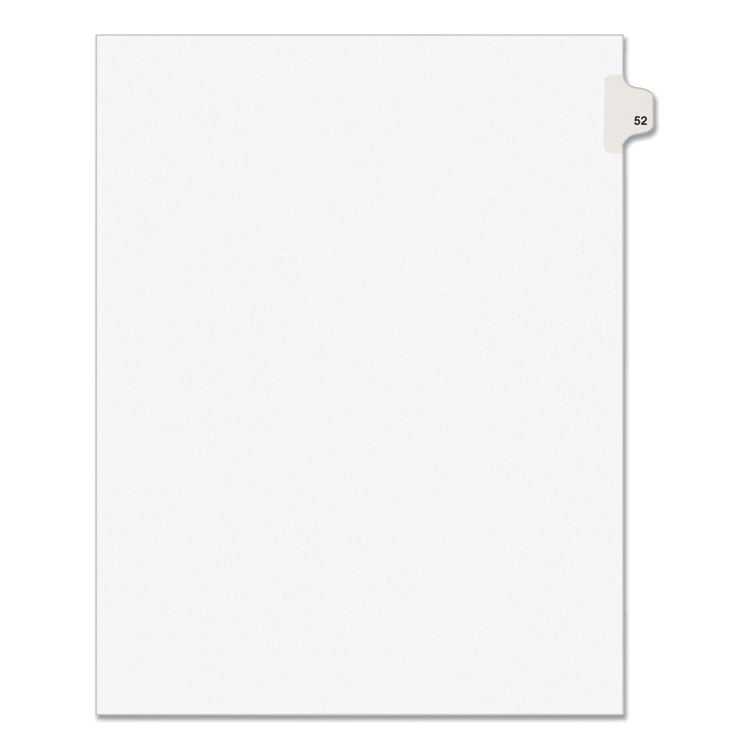 Avery® Preprinted Legal Exhibit Side Tab Index Dividers, Avery Style, 10-Tab, 52, 11 x 8.5, White, 25/Pack, (1052) (AVE01052)