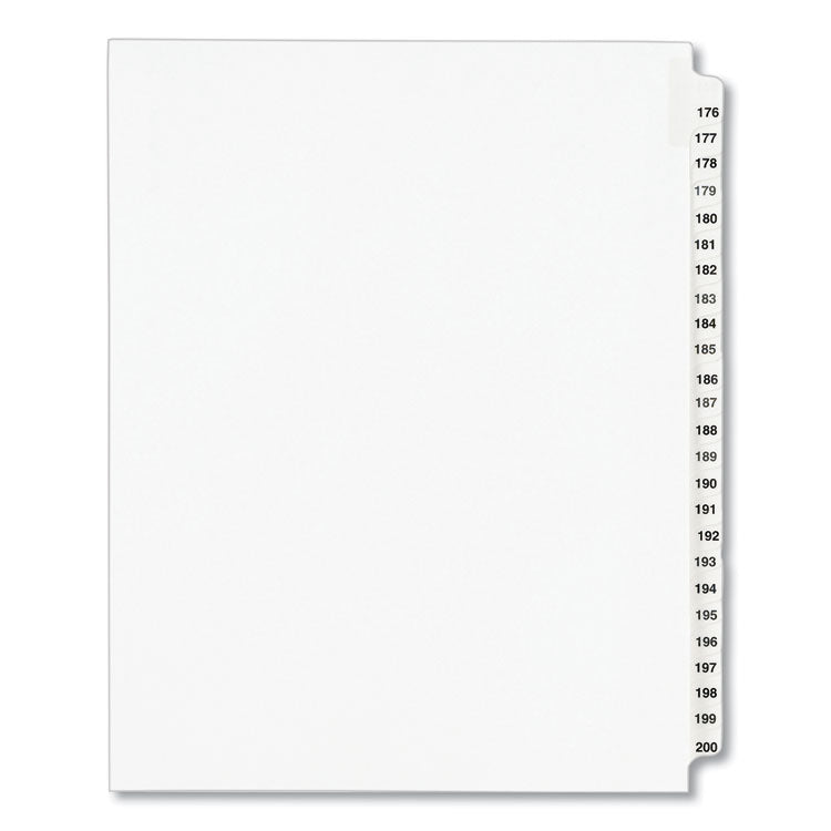 Avery® Preprinted Legal Exhibit Side Tab Index Dividers, Avery Style, 25-Tab, 176 to 200, 11 x 8.5, White, 1 Set, (1337) (AVE01337)