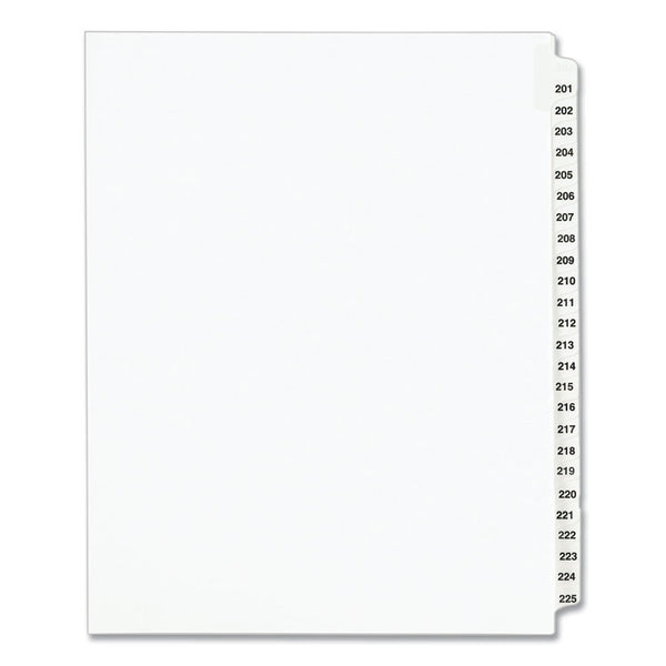 Avery® Preprinted Legal Exhibit Side Tab Index Dividers, Avery Style, 25-Tab, 201 to 225, 11 x 8.5, White, 1 Set, (1338) (AVE01338)