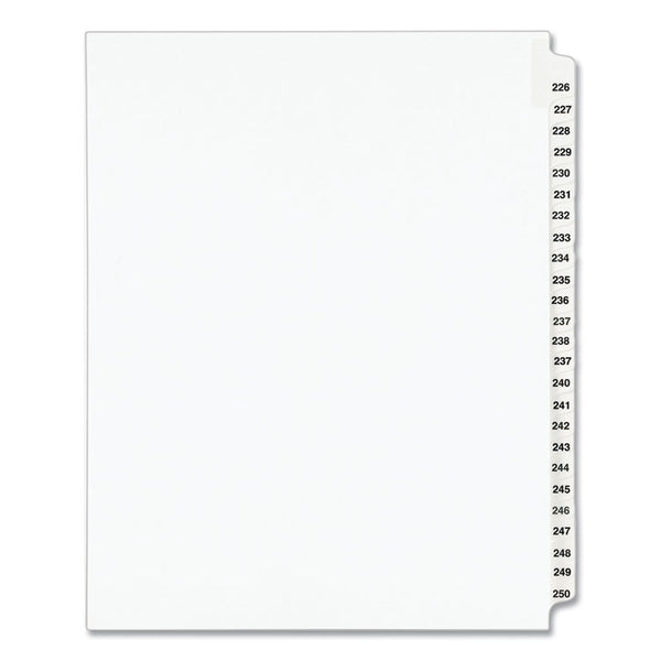 Avery® Preprinted Legal Exhibit Side Tab Index Dividers, Avery Style, 25-Tab, 226 to 250, 11 x 8.5, White, 1 Set, (1339) (AVE01339)