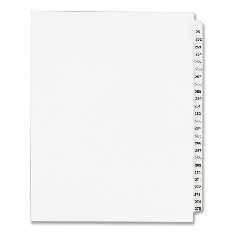 Avery® Preprinted Legal Exhibit Side Tab Index Dividers, Avery Style, 25-Tab, 251 to 275, 11 x 8.5, White, 1 Set, (1340) (AVE01340)