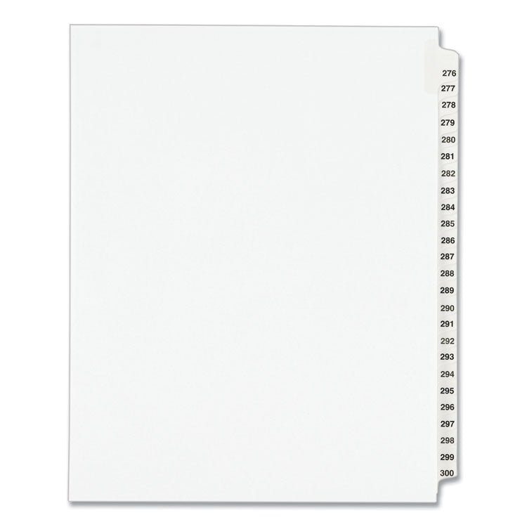 Avery® Preprinted Legal Exhibit Side Tab Index Dividers, Avery Style, 25-Tab, 276 to 300, 11 x 8.5, White, 1 Set, (1341) (AVE01341) Pack of 25