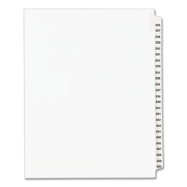 Avery® Preprinted Legal Exhibit Side Tab Index Dividers, Avery Style, 25-Tab, 326 to 350, 11 x 8.5, White, 1 Set, (1343) (AVE01343)